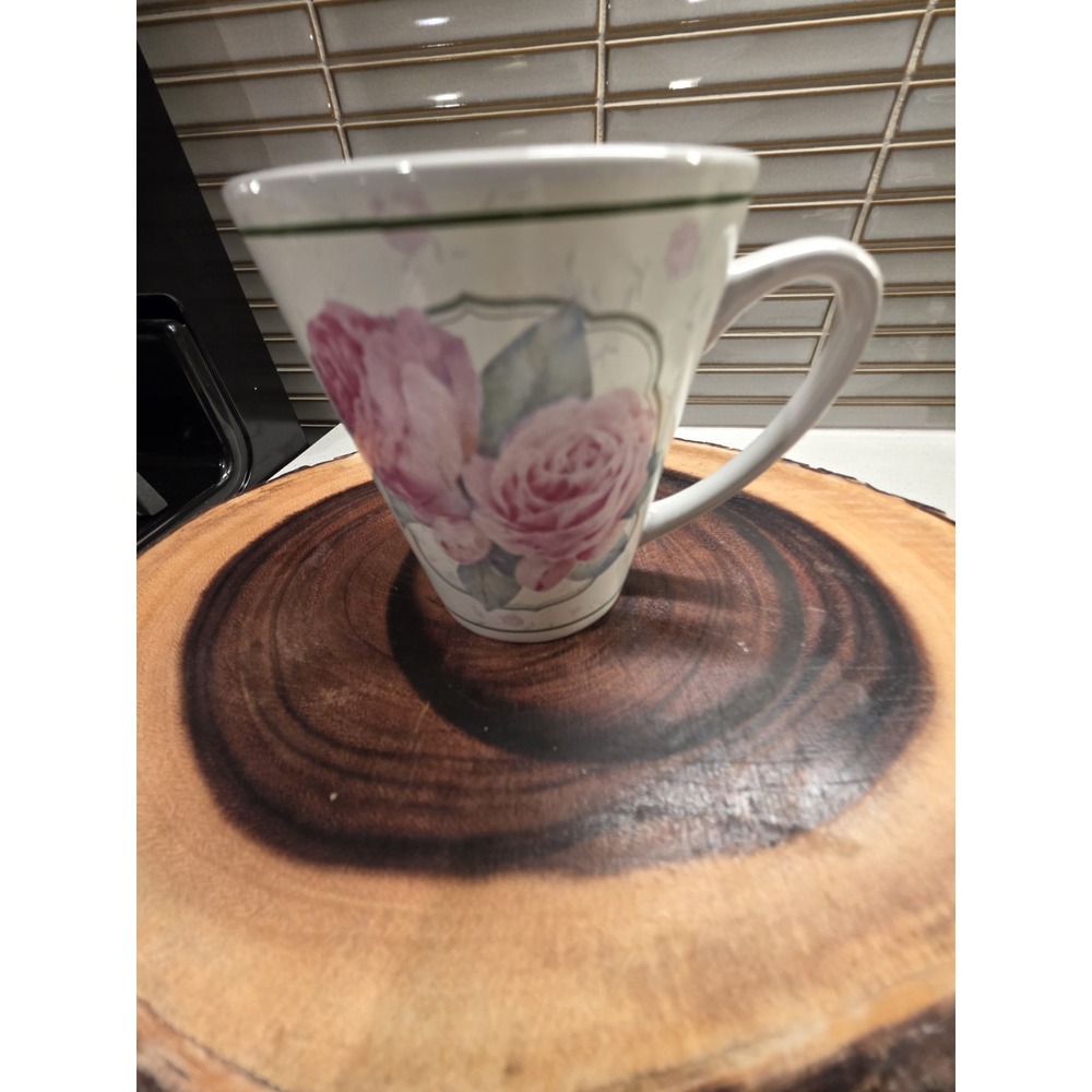 Floral Ceramic Coffee Mug With Pink Rose Design - Houston Harvest Gift Products